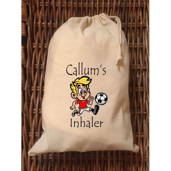 Personalised Inhaler Bag - Callum Footballer Design